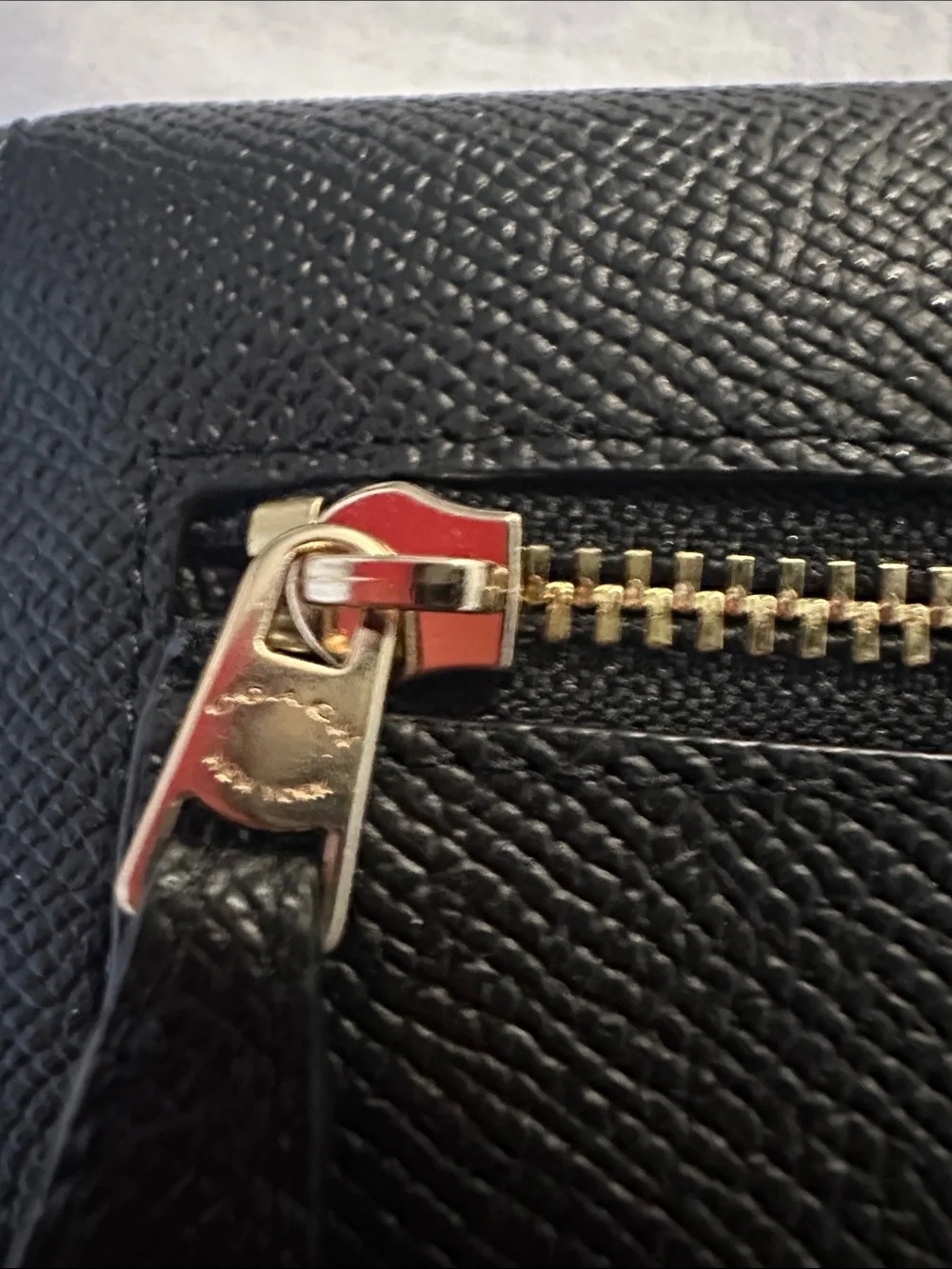Coach Black Leather Envelope Wristlet Clutch with Gold Logo